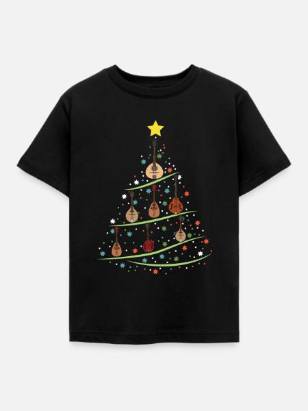 Mandoline Weihnachtsbaum - Kinder T-Shirt - Schwarz