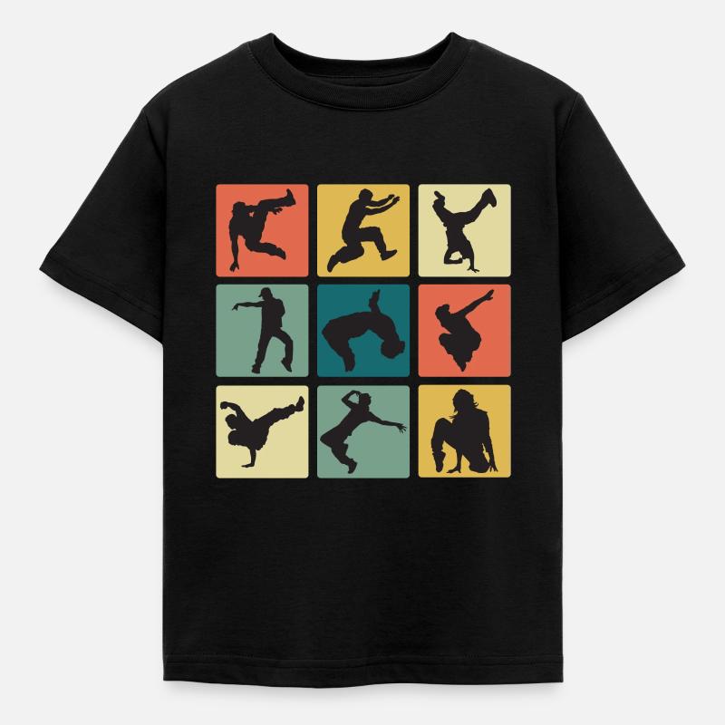 Vintage Breakdance Moves B-Boy Breakdancer - Kinder T-Shirt - Schwarz