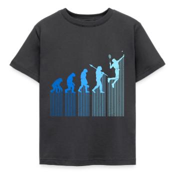 Badmintonspieler Evolution Affe Mensch Entwicklung - Kinder T-Shirt - Dunkelgrau - Vorne - AI Model Kid Female (0cm)