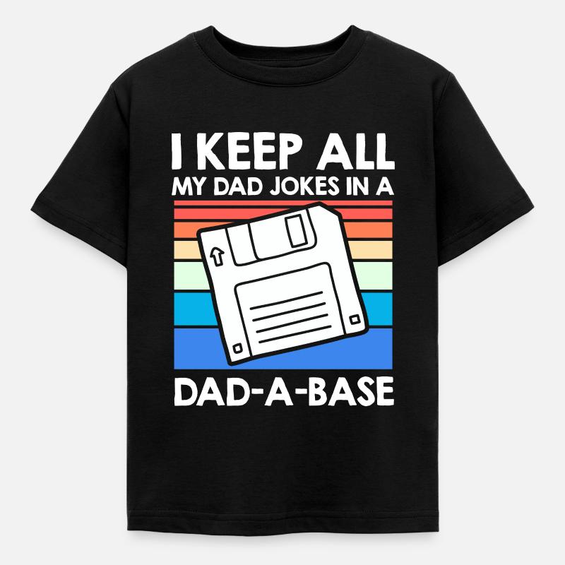 Opbevar mine vittigheder i en far-en-base Papa Witze - Børne-T-shirt - sort