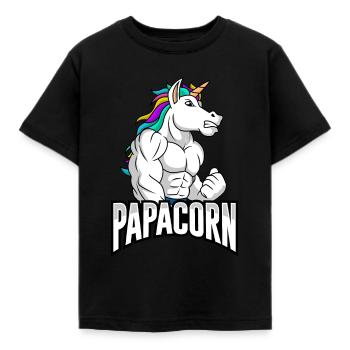 Papacorn Unicorn Father-to-be Dad - Kids' T-Shirt - black - Front - AI Model Kid Female (0cm)