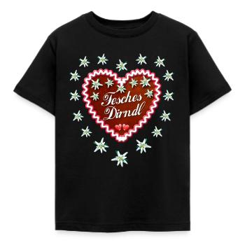 26 Lebkuchenherz Fesches Dirndl verliebte Herzen - Kinder T-Shirt - Schwarz - Vorne - AI Model Kid Female (0cm)