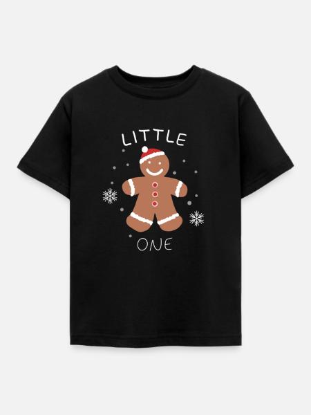 Lebkuchenmann mit Weihnachtsmütze - Kinder T-Shirt - Schwarz