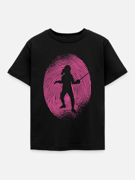 Fechterin Fingerabdruck Fecht Fechten - Kinder T-Shirt - Schwarz