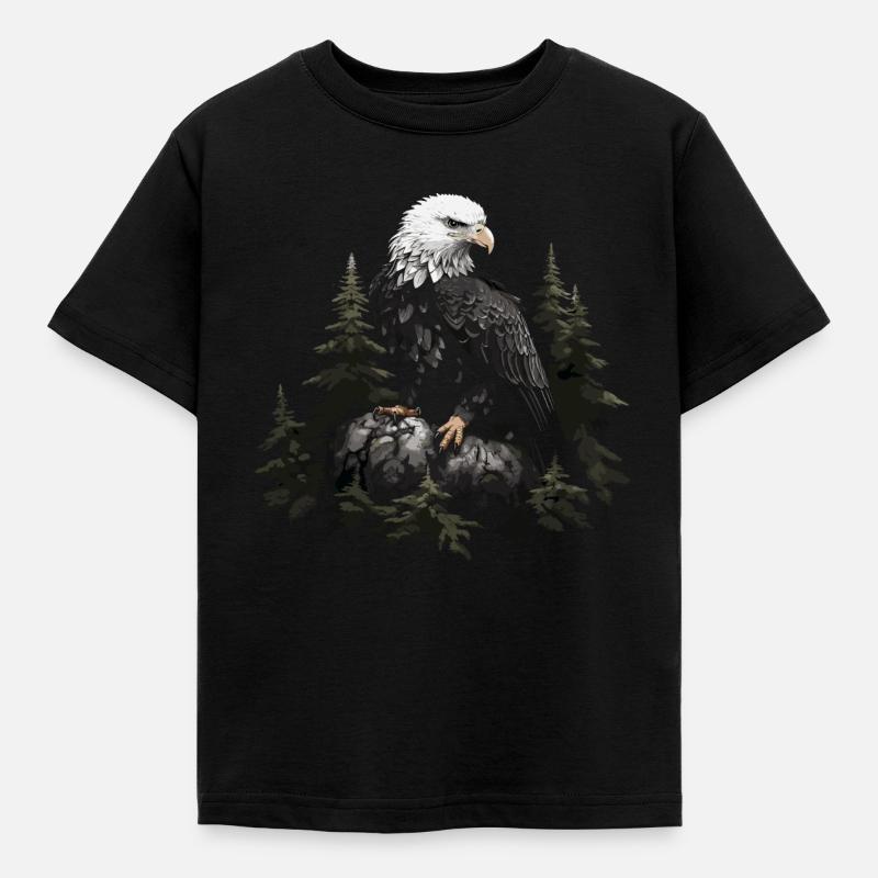 Bald Eagle Eagle Bird Animal Forest - Kids' T-Shirt - black