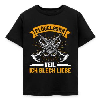 Flügelhorn & Flügelhornist weil ich Blech liebe - Kinder T-Shirt - Schwarz - Vorne - AI Model Kid Female (0cm)
