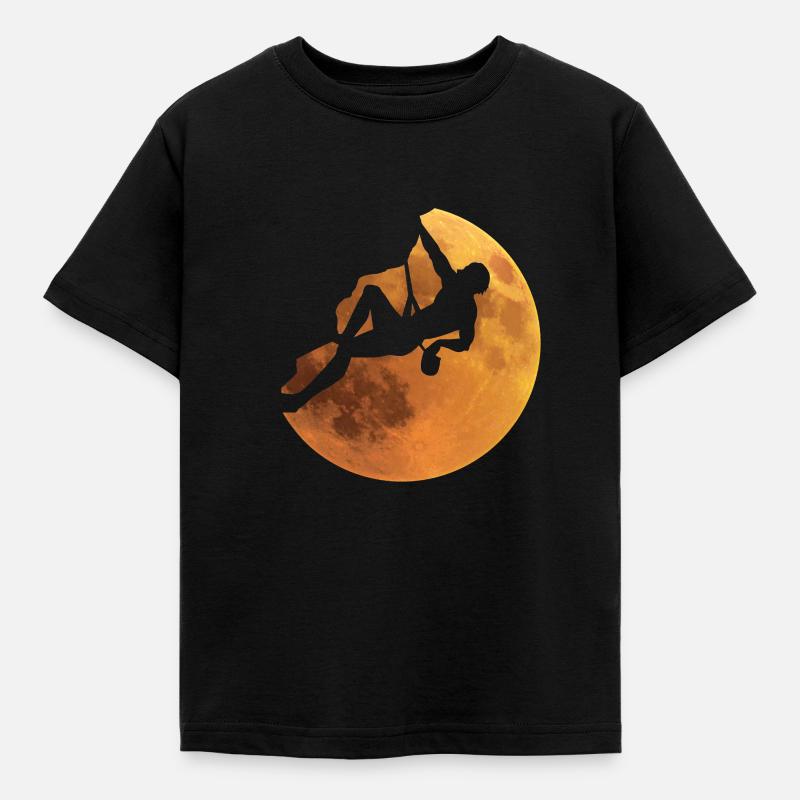 Climbing Moon Felsklettern Couldern Romantisch - Kinder T-Shirt - Schwarz