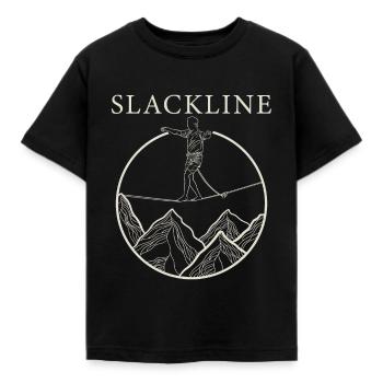 Slackline Slacklinen Vintage für Slackliner - Kinder T-Shirt - Schwarz - Vorne - AI Model Kid Female (0cm)
