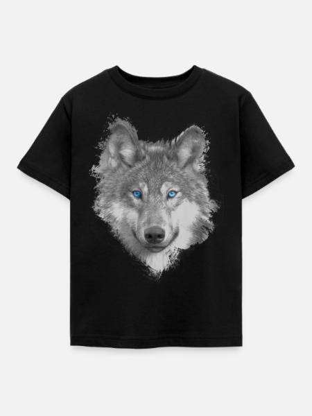 Wolf - Kinder T-Shirt - Schwarz