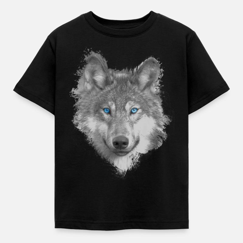 Wolf - Kinder T-Shirt - Schwarz