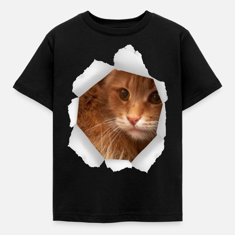 Katze Loch Papier - Kinder T-Shirt - Schwarz