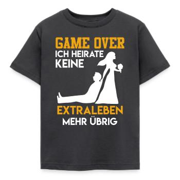 Game over - JGA Männer Hochzeit - Kinder T-Shirt - Dunkelgrau - Vorne - AI Model Kid Female (0cm)