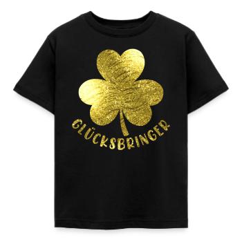 Glücksbringer Kleeblatt - Kinder T-Shirt - Schwarz - Vorne - AI Model Kid Female (0cm)