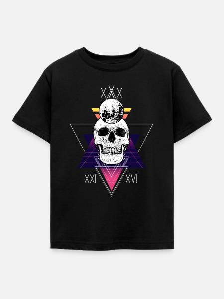 Extravagantes Skull Design Triangles - Kinder T-Shirt - Schwarz