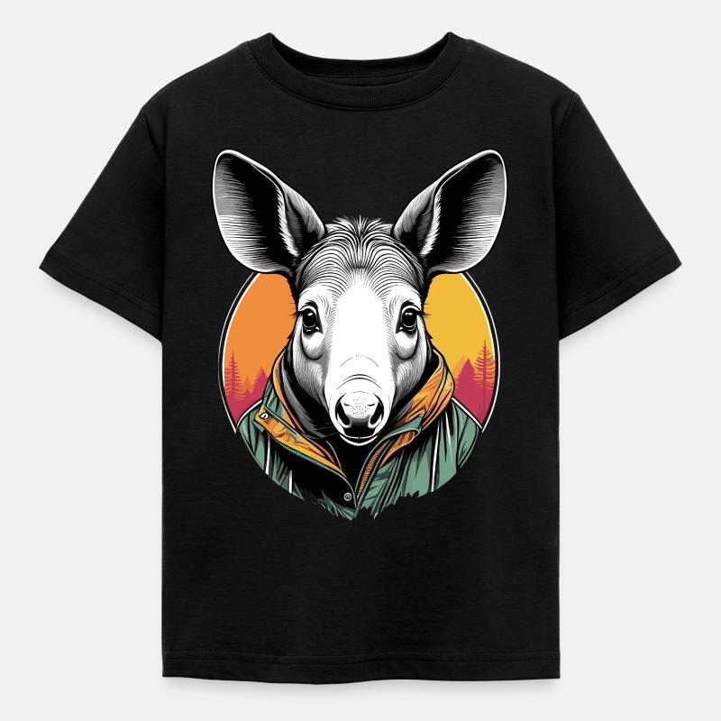 Erdferkel - Kinder T-Shirt - Schwarz