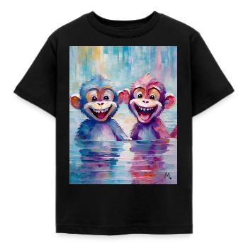 Bébé singe - T-shirt Enfant - noir - Devant - AI Model Kid Female (0cm)