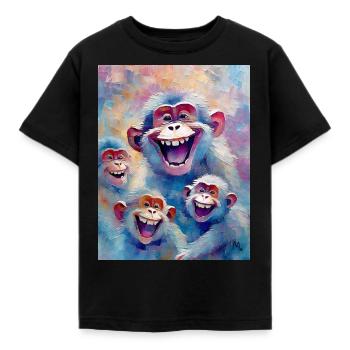 Laughing Monkeys - Kids' T-Shirt - black - Front - AI Model Kid Female (0cm)