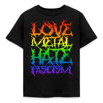 Love Metal Hate Fascism – Édition Pride - T-shirt Enfant - noir - Devant - AI Model Kid Female (0cm)