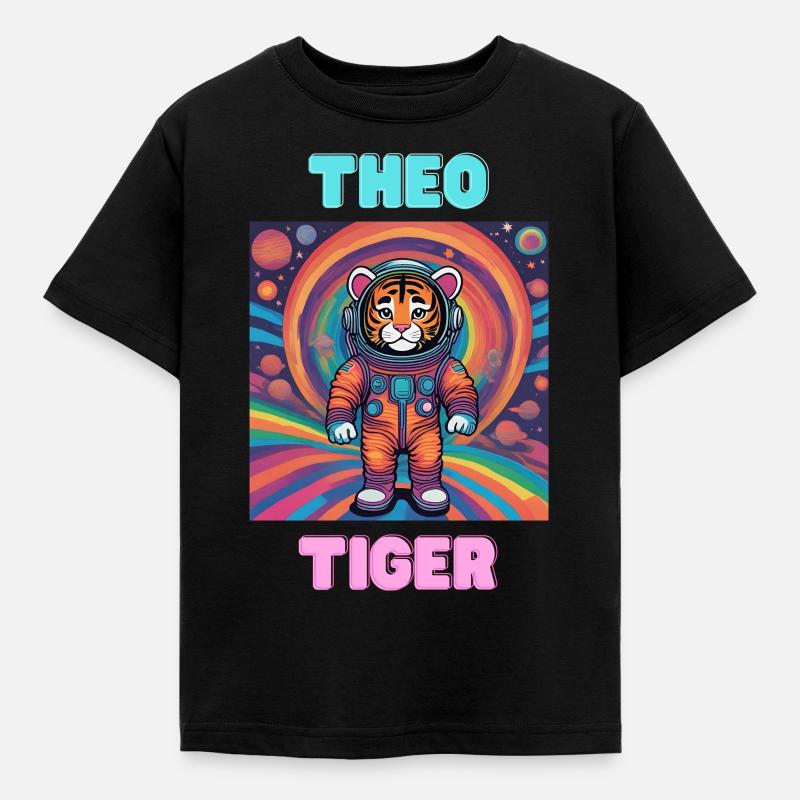Theo Tiger - Kinder T-Shirt - Schwarz
