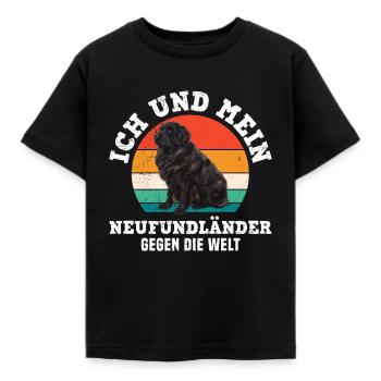 Neufundländer Vintage ICH UND MEIN NEUFUNDLÄNDER - Kinder T-Shirt - Schwarz - Vorne - AI Model Kid Female (0cm)