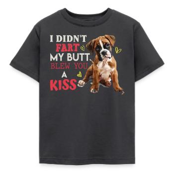 Boxer allemand N’A PAS PÉTÉ MES FESSES SOUFFLÉ UN BAISER - T-shirt Enfant - charbon - Devant - AI Model Kid Female (0cm)