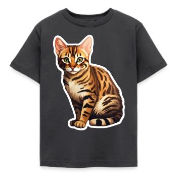 Bengal Cat - Kids' T-Shirt - dark grey - Front - AI Model Kid Female (0cm)