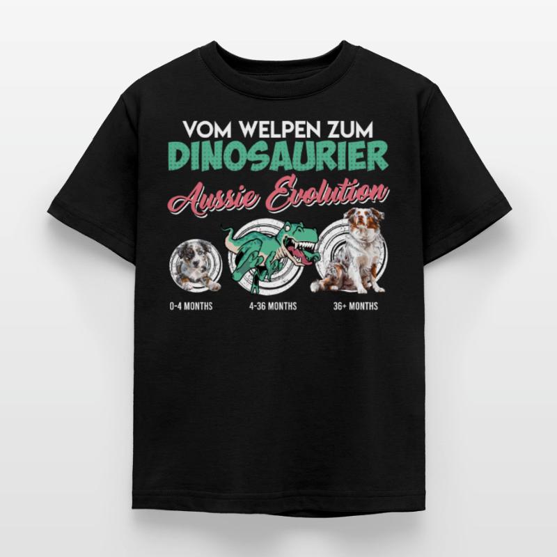 Aussie FROM PUPPY TO DINOSAUR Aussie evolution Kids' T-Shirt