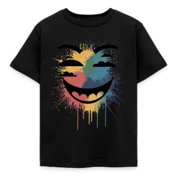 Éclaboussures colorées sourire visage - Vibrant Abstract - T-shirt Enfant - noir - Devant - AI Model Kid Female (0cm)