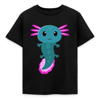 Axolotl, Axolotl gamessalotl, niedlicher Axolotl, - Kinder T-Shirt - Schwarz - Vorne - AI Model Kid Female (0cm)