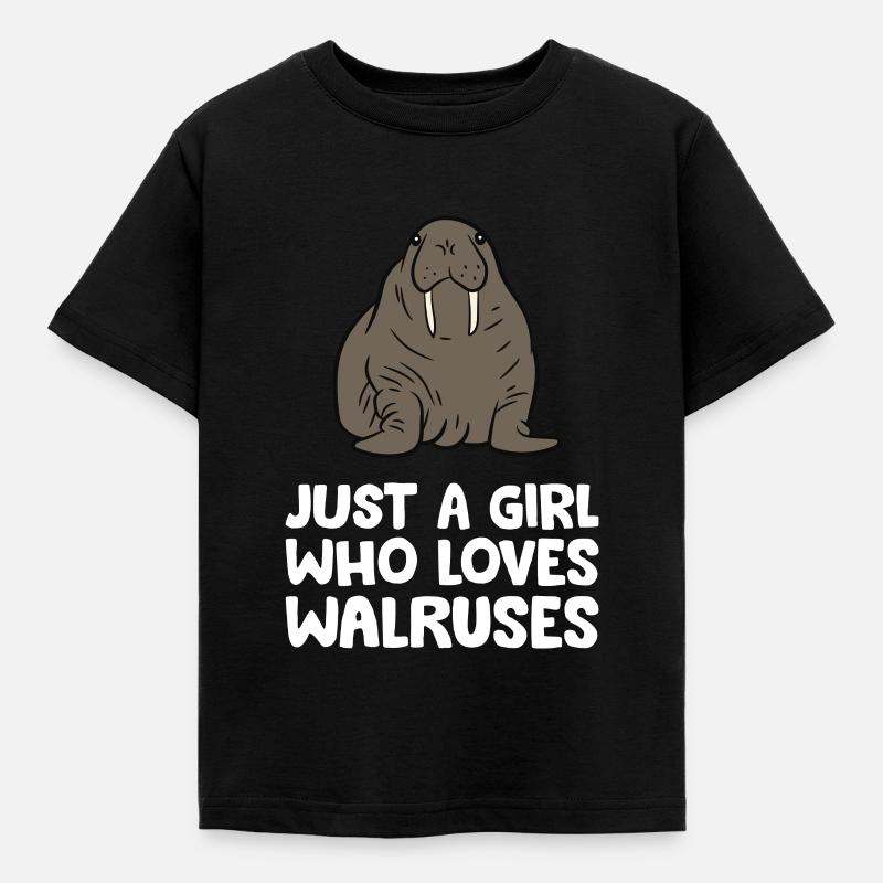 Bare en pige, der elsker hvalrosser - Børne-T-shirt - sort