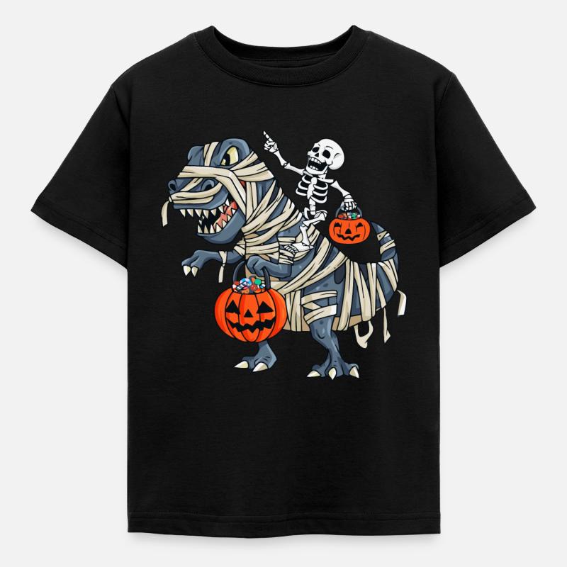 Scheletro che cavalca mamma dinosauro - Maglietta per bambini - nero