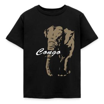 Kongo - Elefant - Kinder T-Shirt - Schwarz - Vorne - AI Model Kid Female (0cm)