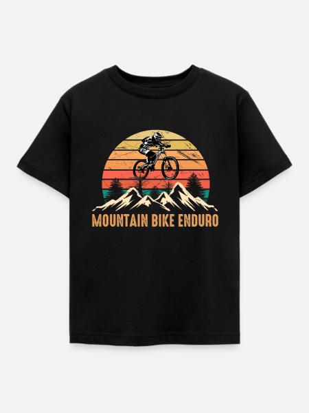 Weinlese-Mountainbike Enduro - Kinder T-Shirt - Schwarz