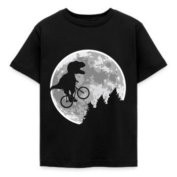 Dino Fahrrad Fliegen Mond - Kinder T-Shirt - Schwarz - Vorne - AI Model Kid Female (0cm)