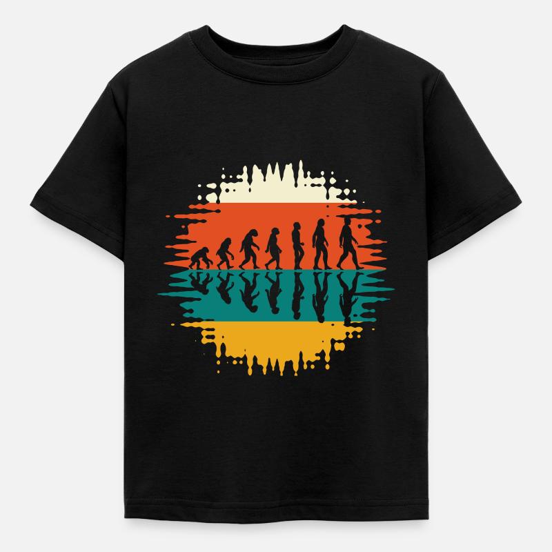 Evolution human history retro - Kids' T-Shirt - black