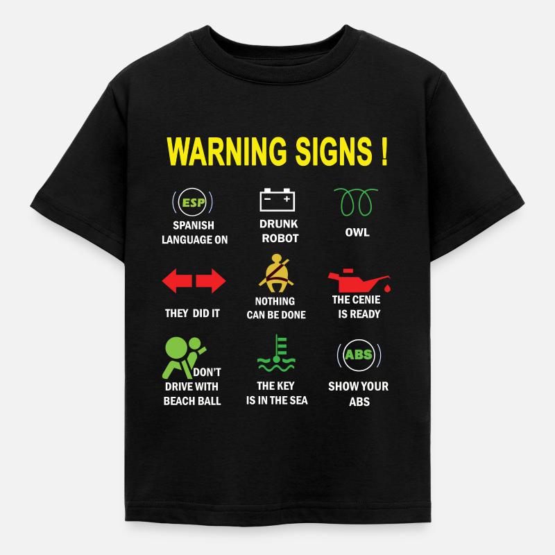 Indicator lights car - Kids' T-Shirt - black