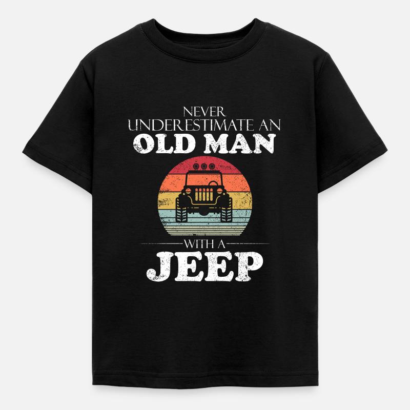 Funny Jeep Old Man avec un Jeep Tee - T-shirt Enfant - noir