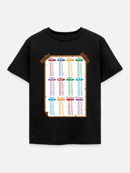 Multiplikation Tabelle - Kinder T-Shirt - Schwarz