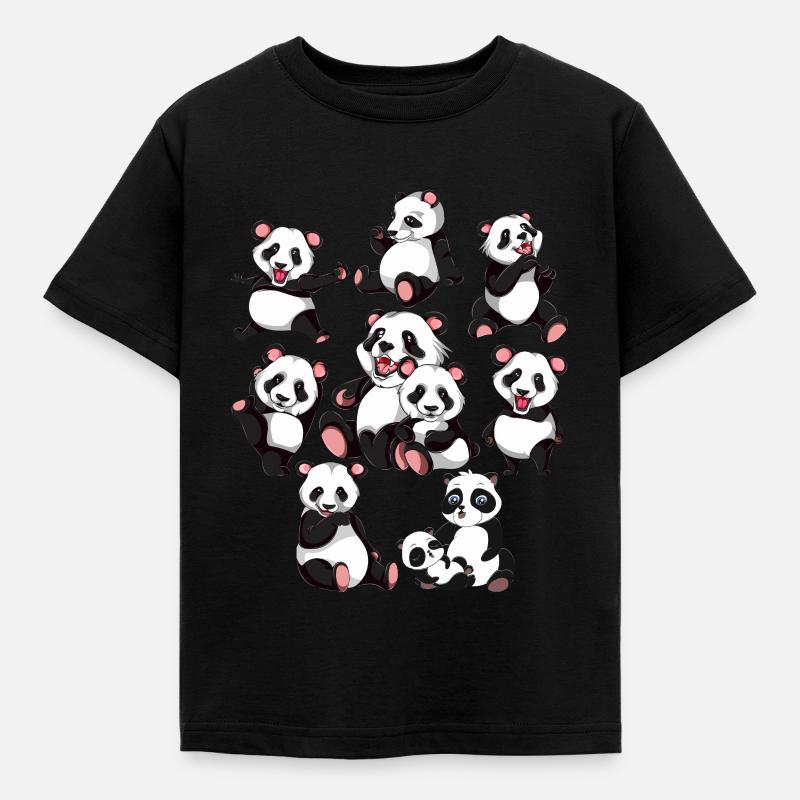 Pandabär - Kinder T-Shirt - Schwarz