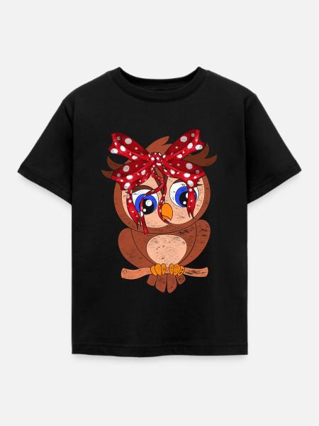 Eule - Kinder T-Shirt - Schwarz