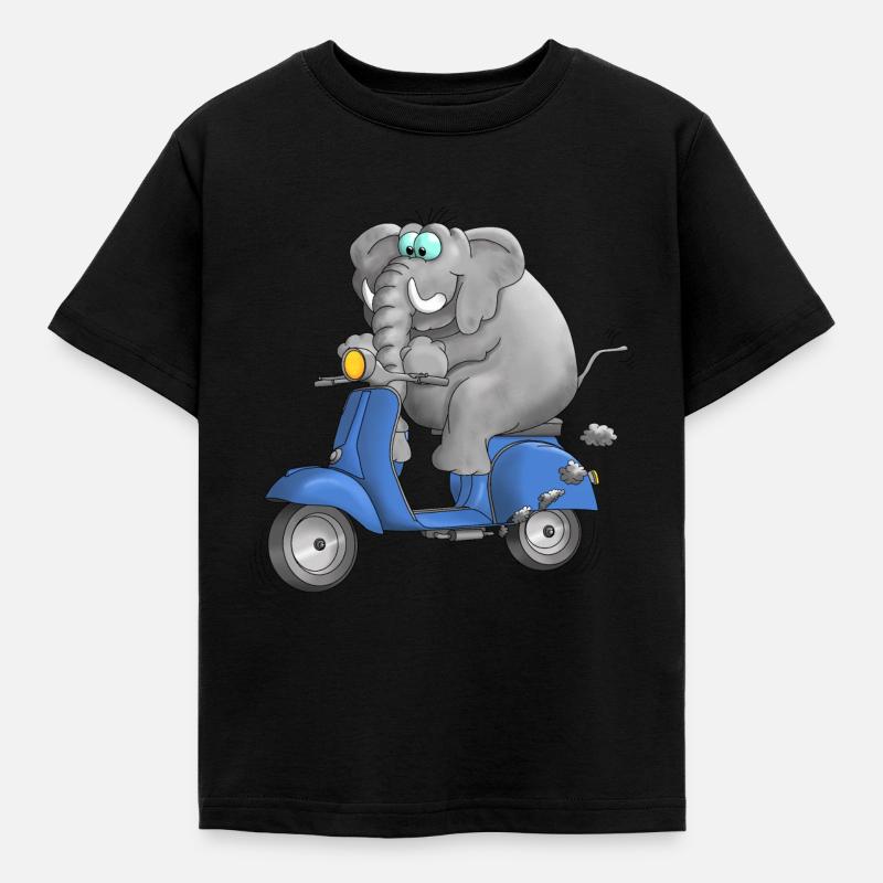 Motorroller Cartoon Comic - Kinder T-Shirt - Schwarz