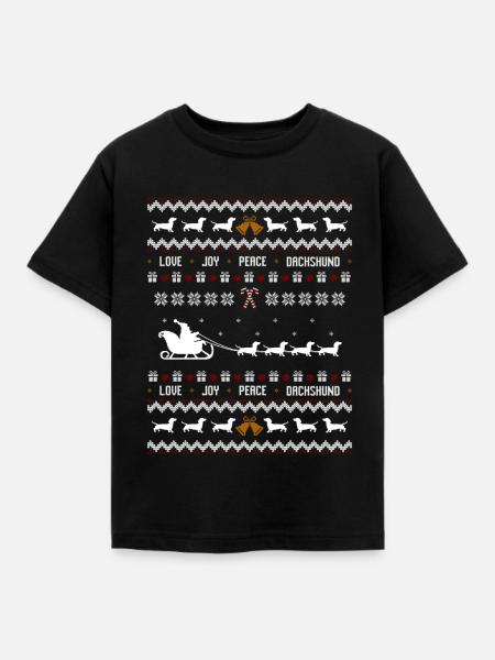 Dackel / Dachshund Weihnachten Ugly Christmas - Kinder T-Shirt - Schwarz