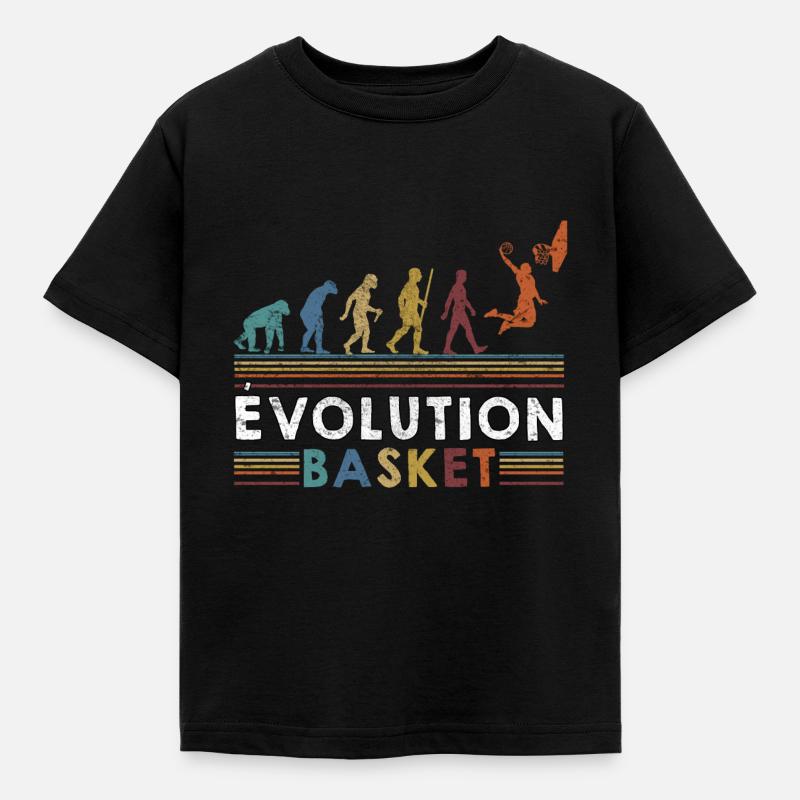 Evolution - Basketball - Kinder T-Shirt - Schwarz