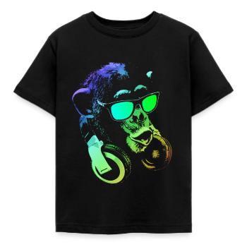 Affe DJ - Kinder T-Shirt - Schwarz - Vorne - AI Model Kid Female (0cm)