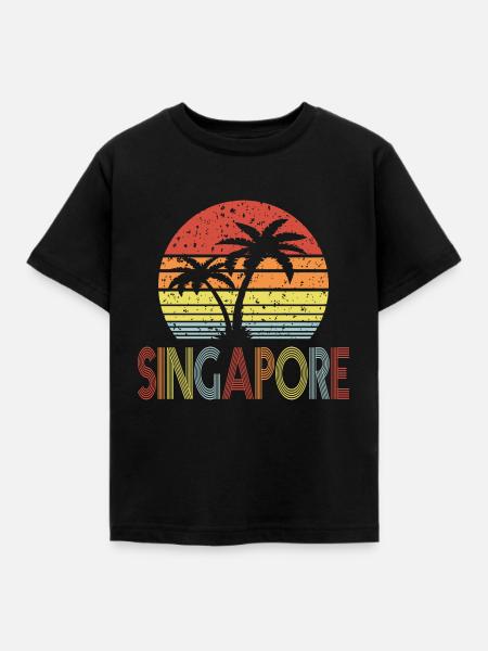 Singapore - Kinder T-Shirt - Schwarz