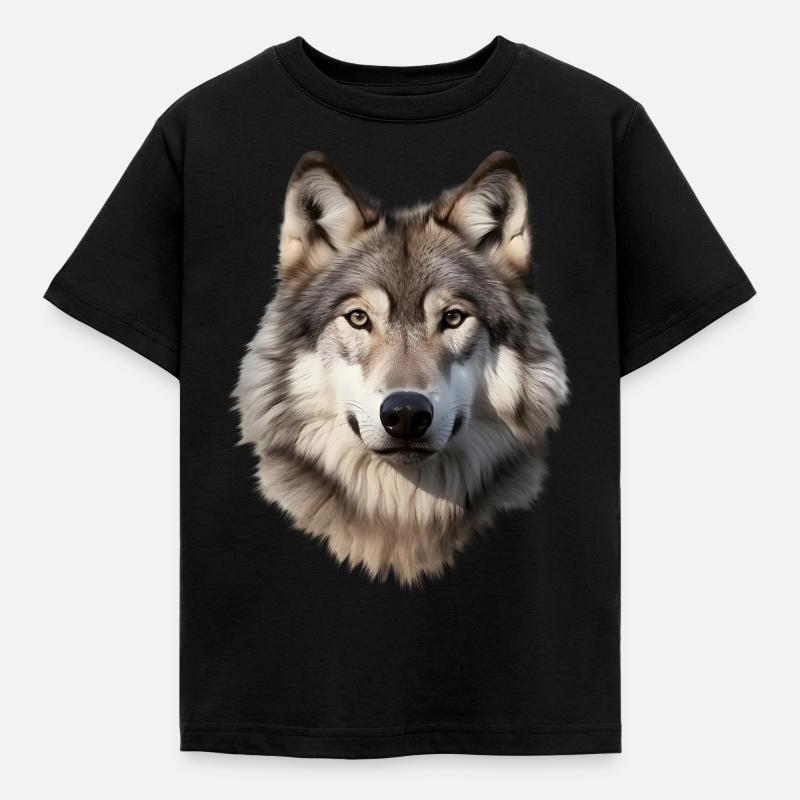 Wolf (white/grey) - Kids' T-Shirt - black
