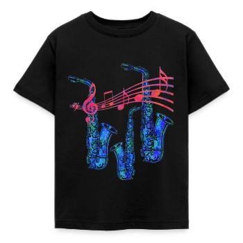 saxophone - T-shirt Enfant - noir - Devant - AI Model Kid Female (0cm)