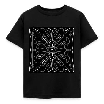 Symmetrisches graues und weißes Muster - Kinder T-Shirt - Schwarz - Vorne - AI Model Kid Female (0cm)