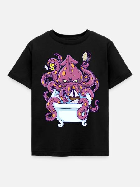 Monster Octopus - Capitaine de la baignoire - Cadeau - T-shirt Enfant - noir