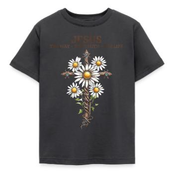 Jésus bible religion chrétienne croix chrétienne christ - T-shirt Enfant - charbon - Devant - AI Model Kid Female (0cm)